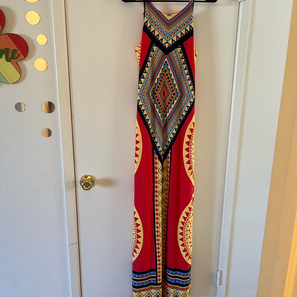 Vibrant Geometric Maxi Dress